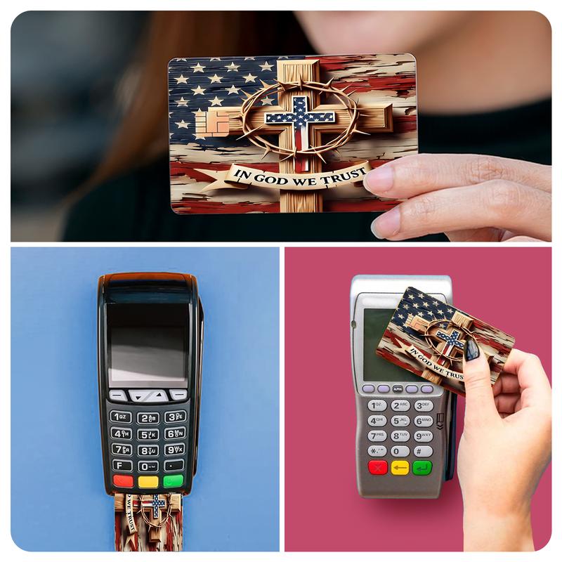 Faith & Patriot Card Sticker Set – Inspirational Credit Card Stickers with Cross & Scripture Designs