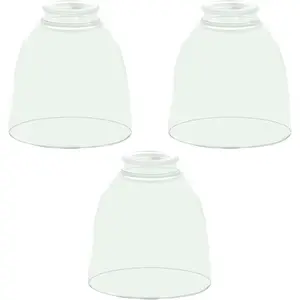 3-Pack Clear Glass Shades, Bell Shaped Glass Shade Covers Ceiling Fan Lamp Replacements, Light Fixtures Lampshade for Chandelier Wall Sconces, 1.61" Fitter Size, 5" High x 4.7" Diameter