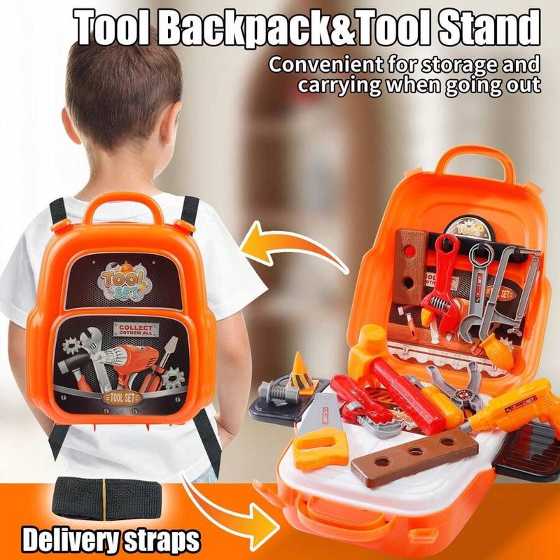 NETNEW 21PCS Kids Tool Set - Toddler Construction Tools With Toolbox & Electronic Drill, Pretend Play Set For Boys And Girls Aged 3-7, Birthday Gift For 3-6 Year Olds