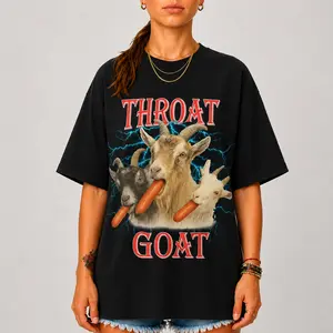 Comfort Colors Throat Goat Shirt, Funny Adult Humor Tee, Goat Graphic T-Shirt, Viral Meme Shirt, Novelty Gag Gift for Adults