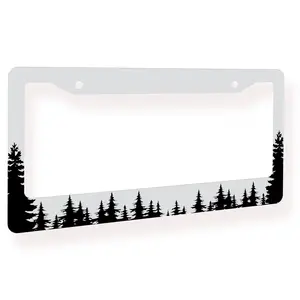 Minimalist Pine Tree Forest License Plate Frame for Nature Lovers - Waterproof, Fade-Proof US Standard Car Registration Plate Holder, Rugged Stylish Upgrade for Adventure Rides