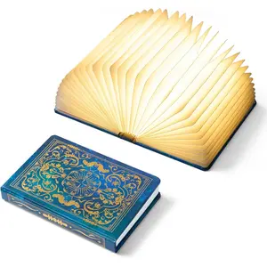 Book Lovers Gifts BookLamp - 5 Color Lights, 1200mAh Battery, Foldable Paper Lamp for Book Decor & Accessories, Hot Foil Cover Design, Unique Gifts for Women Friends & Christmas