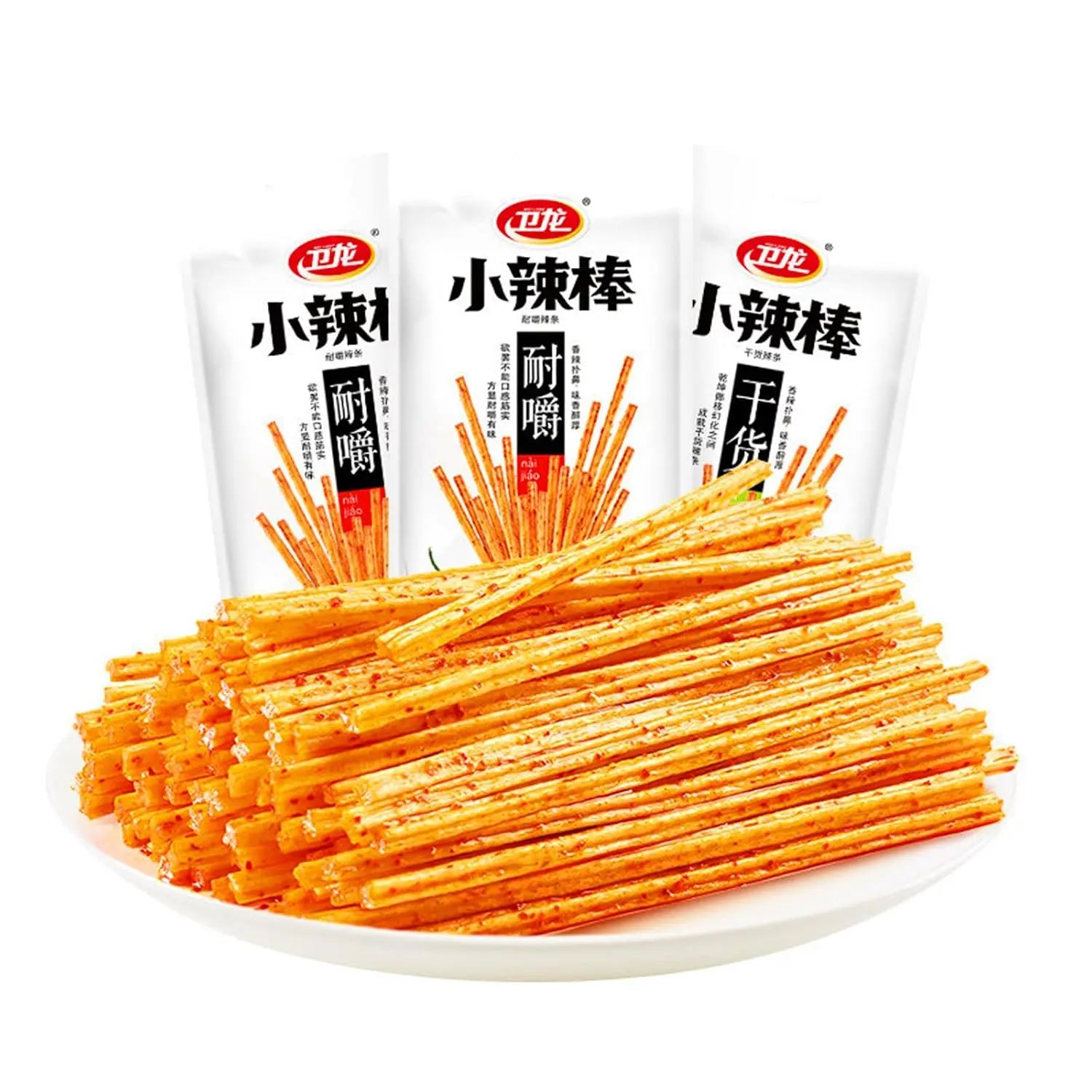 Spicy Strips - Spicy Gluten Latiao, Chinese Special Casual Snack Food, Made From Wheat/Chili/Spice, Low Sugar and Low Calories, Best Vegan, 65g (Pack of 3)