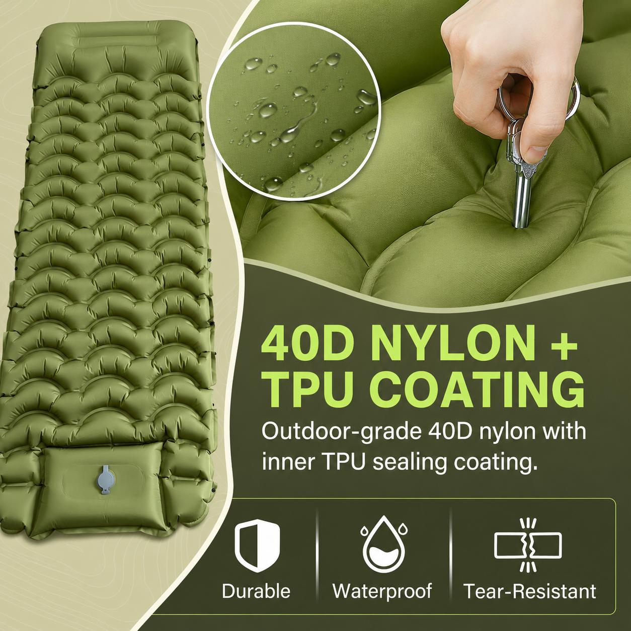 Hikenture Camping Sleeping Pad, Extra Thick 5 Inch Camping Mat, Ultralight Camping Mat with Pillow, Built-in Foot Pump Inflatable Sleeping Pads Compact for Camping Backpacking Hiking Traveling Tent,Single,Gray,Summergarden,sumerwin