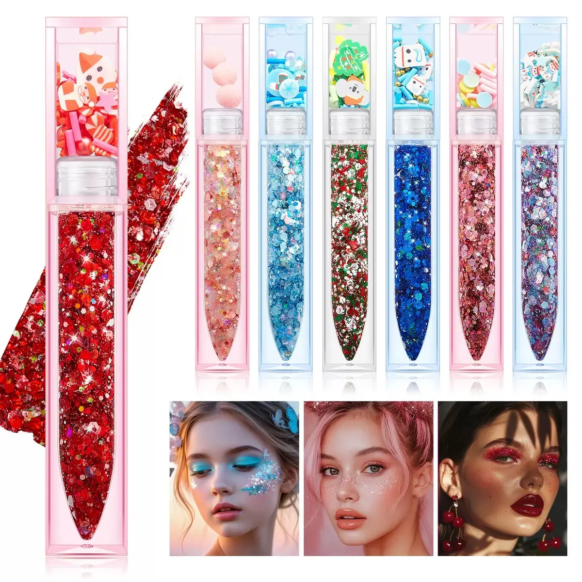 Dazzling Glitter Gel, Chunky Eyeshadow for Face & Body with Mermaid Sequins, Long-Lasting & Alcohol-Free for Glowing Youth Makeup, Chunky Glitter, Cosmetic, Glitter Sparkle