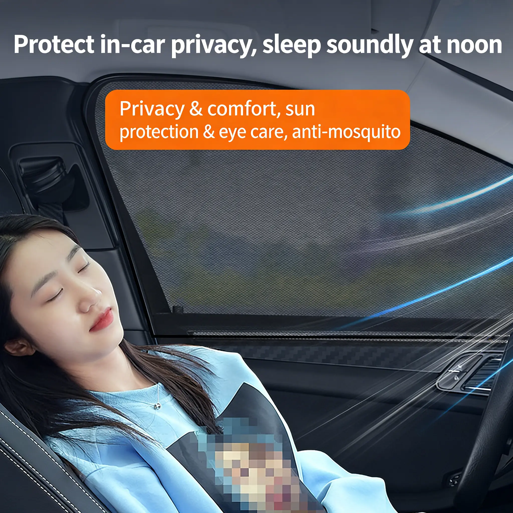4-Pcs Magnetic Mesh Fabric Car Side Window Sun Shade (2 Front, 2 Rear) - Magnetic Closure, Foldable, Easy Mounting, UV Blocking, Breathable, Anti-Mosquito, Easy Storage, Napping Privacy Shield Auto Accessory for Sedans