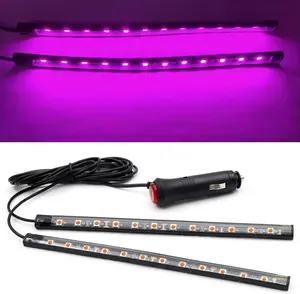 Ambient Lighting Car PCS Under Glow Kit With Cigarette Lighter, V Underglow LED Interior DRL Daylight Strip, Waterproof Driving Fog Lamp RGB Atmosphere Lights (Pink)