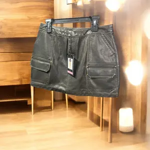 chocolate faux leather skirt