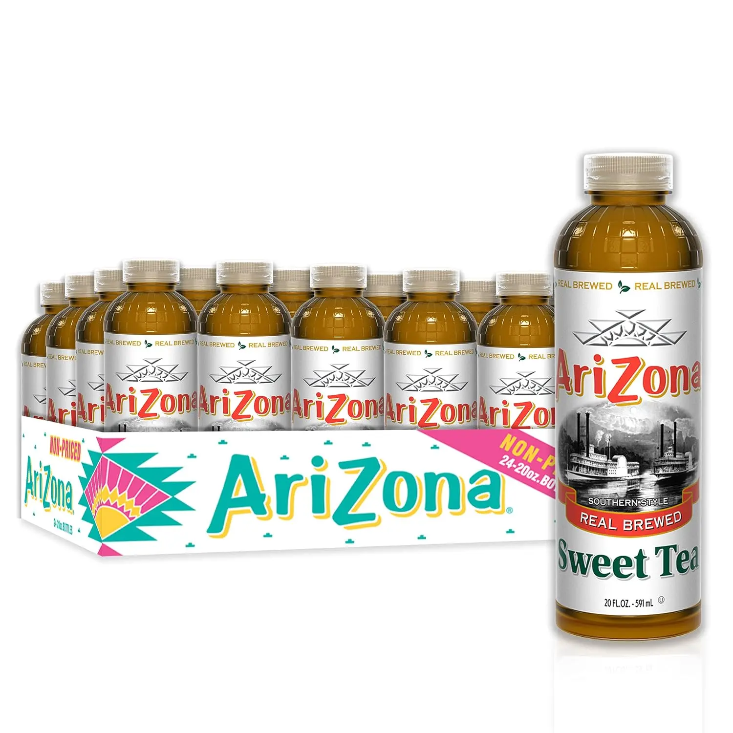 AriZona Sweet Tea Premium Brewed Southern Style, 20 Fl Oz, Pack of 24