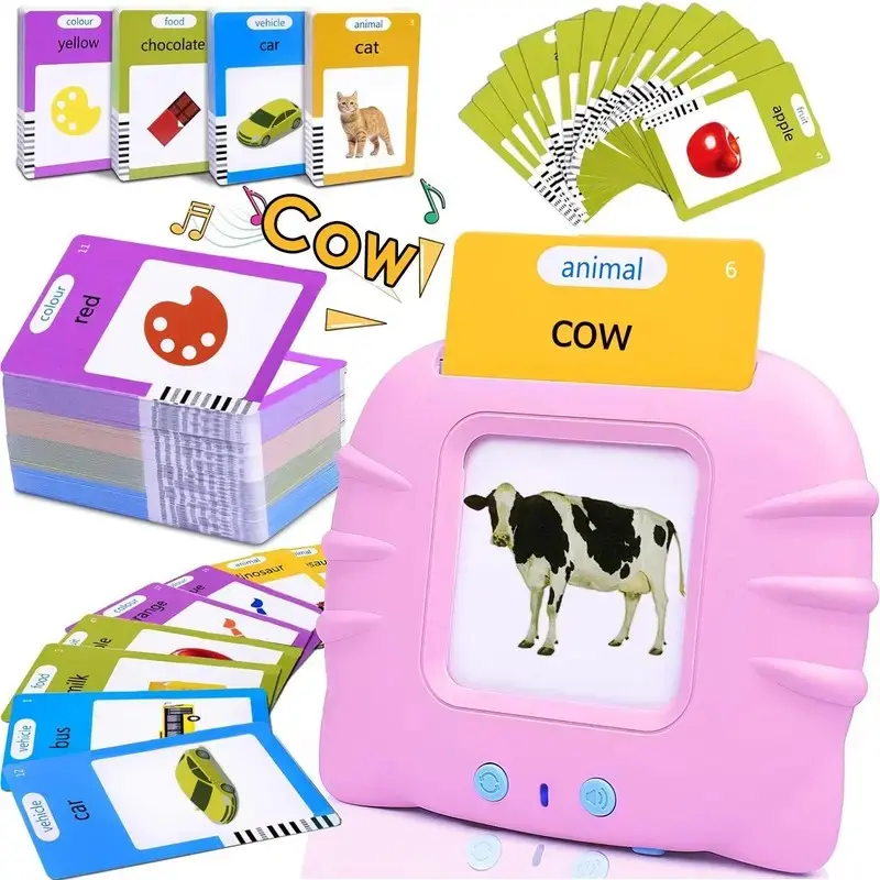 Kids' Bilingual Spanish-English Talking Flash Cards Toy - 224 Cards, Bilingual Learning, Sight Words Vocabulary, Cognitive Abilities Boost, Colorful Portable Educational Language Toy, Classroom Supplies, Birthday Gift, Bilingual Flash Cards Language Toys,
