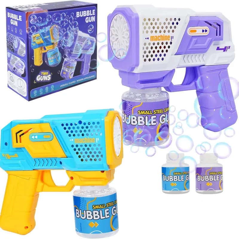 LED Light Show Bubble Gun for 3+ Years Old Boys and Girls, ABS Material, Streamlined Grip, Leak-Proof Design, 1 Bottle of Bubble Solution, Easter Summer Party Indoor Outdoor Toy Gift