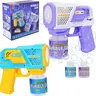LED Light Show Bubble Gun for 3+ Years Old Boys and Girls, ABS Material, Streamlined Grip, Leak-Proof Design, 1 Bottle of Bubble Solution, Easter Summer Party Indoor Outdoor Toy Gift