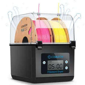Comgrow 3D Printer Filament Dryer Box with 2-inch LCD Screen, Adjustable Temperature 40°-50°C, Compatible with 1.75mm/2.85mm PLA ABS Material, Large Storage Volume, Real-time Monitoring, Spool Holder