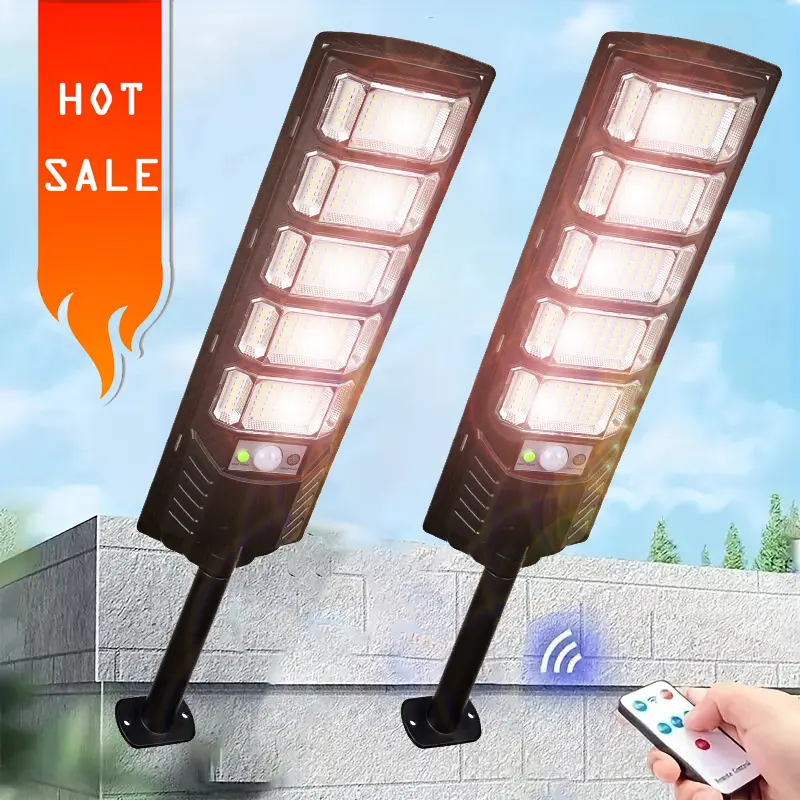 2 Pack Solar Parking Lot Lights, 6500K Motion Sensor Flood Lights with Remote, Dusk-to-Dawn Waterproof Outdoor Lighting for Yard & Commercial Areas,yard path outdoor security light