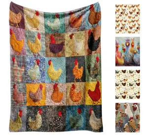 Ultra Soft Fleece Throw Blanket Homegoods, Chicken Pattern, No Shed No Pilling Practical Plush Cozy 280GSM Lightweight Queen Blanket for Bed, Couch, Chair, Sofa Suitable for All Season