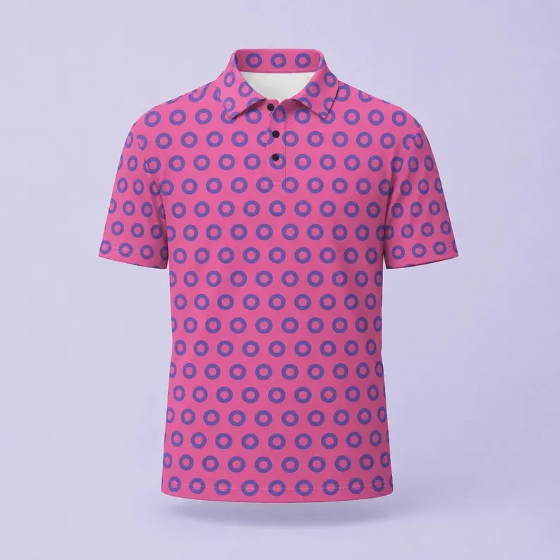 Polo Shirt, Phish-Inspired Fishman Donut, Regular Fit, PinkPurple