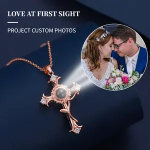 L&ML&M Gemstone Cross Necklace | Custom Photo Projection Necklace | HD Color Photo Projection Necklace gifts for girlfriend i love my girlfriend gifts for mom necklaces for women chain / chains,custom gift ad