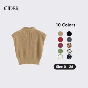 Cider Solid High Neck Knit Vest