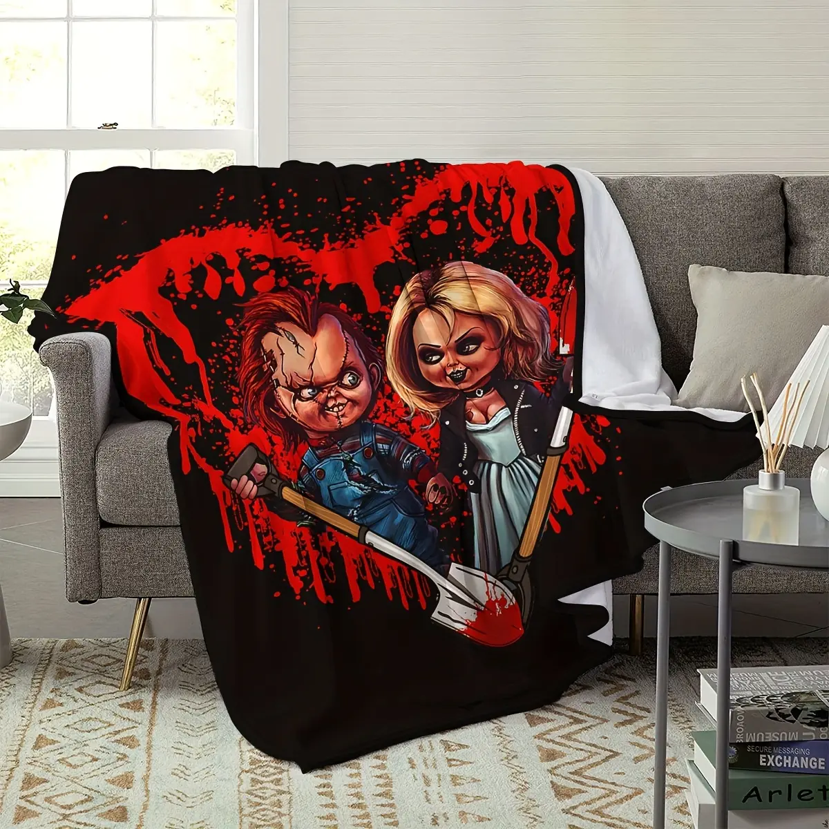 Festive Halloween Themed Knit Throw Blanket - Polyester Cover, Modern Printed Design, Multi-Size (50x76cm(20×30inch),80×120cm(32×48inch),100×130cm(40×50inch)), Travel-Ready All-Season Throw - Ideal for Camping