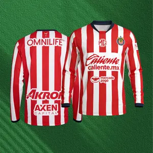 24 25 Chivas de Guadalajara Mexico LIGA MX Home Long Sleeve Soccer Jersey Fans Version Breathable