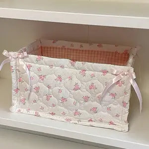 Quilted storage basket, tabletop good, storage basket, storage box, cosmetics, snacks, small miscellaneous items, organizing bag, Home Organizers