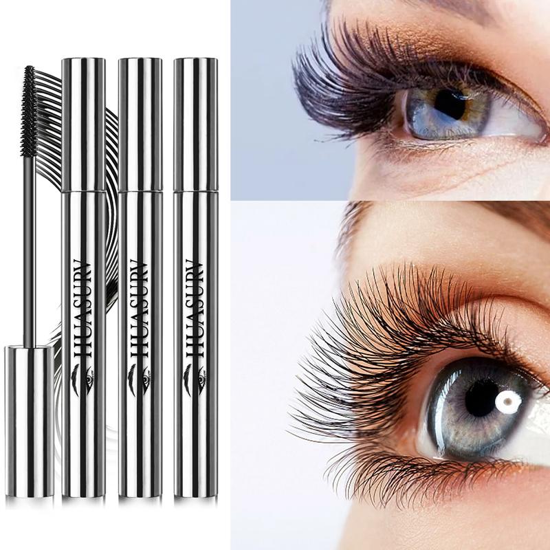 [Stocking Stuffers][Holiday Gifts][3 PCS][Gifts for Girls] HUASURV Lengthening Mascara - Natural Length - Volumizing - Curling Mascara - Beginner Friendly, Slim Brush Head, Easy Application, Black Mascara for Fuller Lashes, Minimal Water Resistance 9181-2
