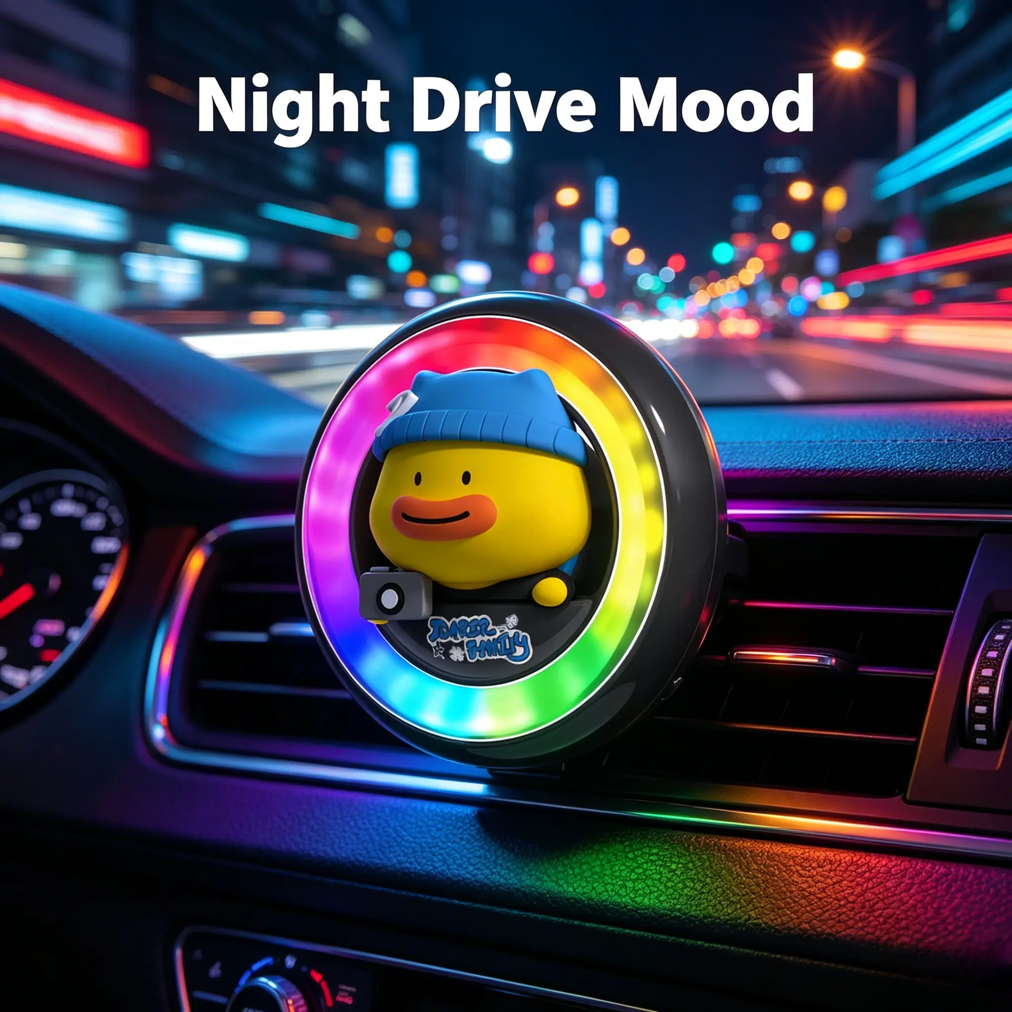 2026 New Upgraded Round RGB Sound-Activated Car Vent Light - Music Sync Aromatherapy Diffuser, Car Interior Accessory for Driving, Vibrant Ambient Glow Enhancer, 2026 New Upgraded Model, Colorful Ambient Glow, Driving & Car Interior, Enhances Driving Mood
