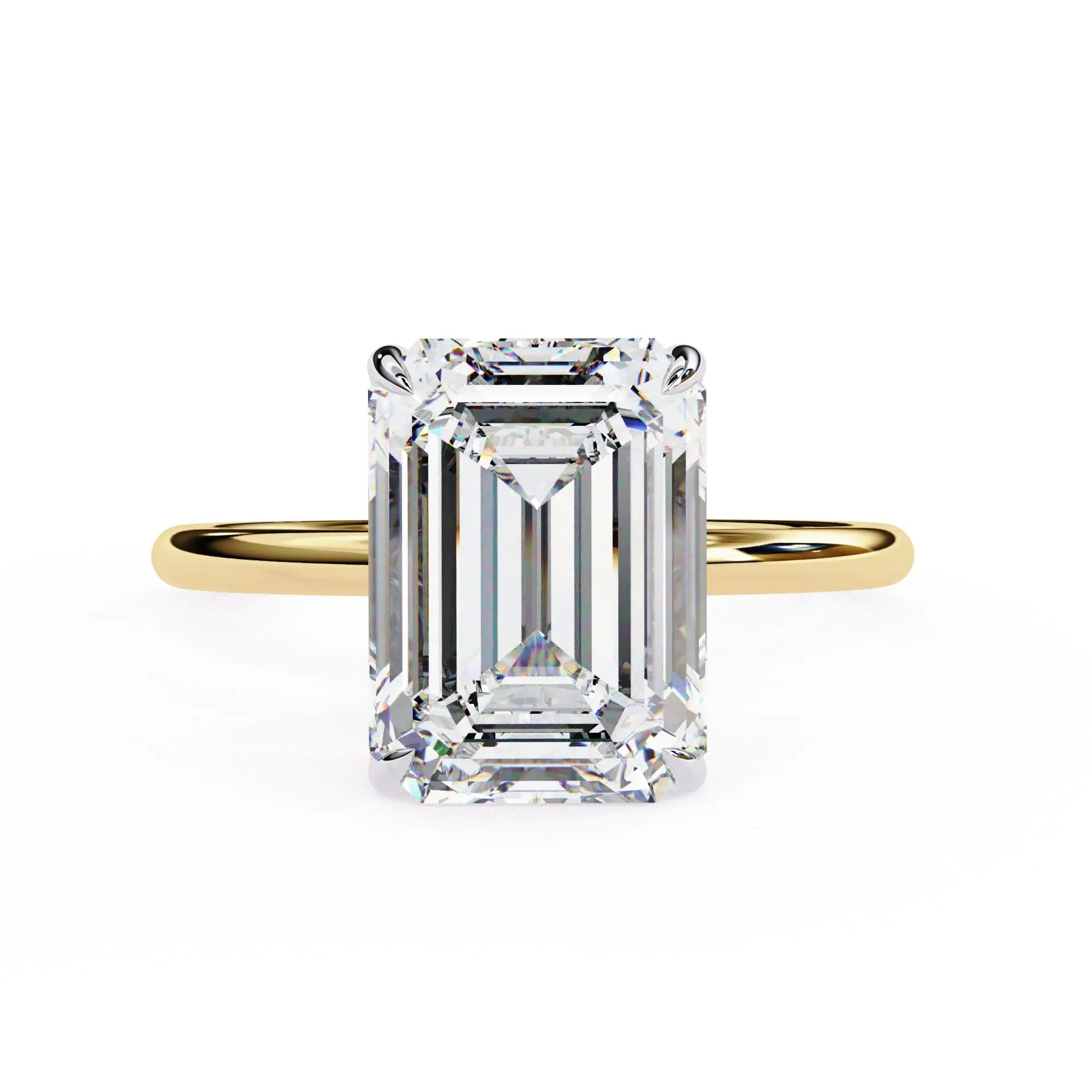 Emerald Lab Grown Diamond Hidden Halo Engagement Ring