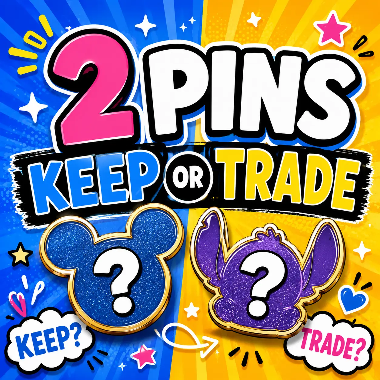 2 Authentic Disney Pins - Aug 14