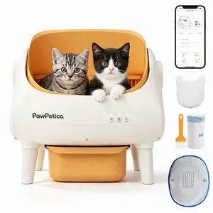 PawPetica Smart Automatic Self-Cleaning Cat Litter Box, APP Control, Safety Protection, WiFi, Automatic, Waste Bags, Yellow