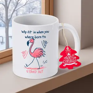 Flamingo Ceramic Mug with Cute Flamingo Print - 11oz/350ml Durable Coffee Cup & Milk Cup, Non-Slip Hand Wash Only, Cute Pink Animal Design for,, - Christmas, New Year Gifts for,, or Office Use
