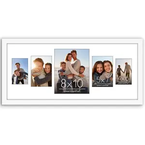 12x28 Collage Picture Frame with Polished Plexiglass - Multi Picture Frames Fit One 8x10, Two 4x6 and Two 5x7 Photos or Use as One 12x28 Frame - Signature