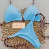 Leopard Print Thong Beachwear Swimsuit Set, Sexy Wireless Bra, Plain Pattern, Fashionable Two-Piece Bikini Swimsuits, Mainland China Origin, Swimwear Set, Bikini Sets, Seductive Swimwear Set