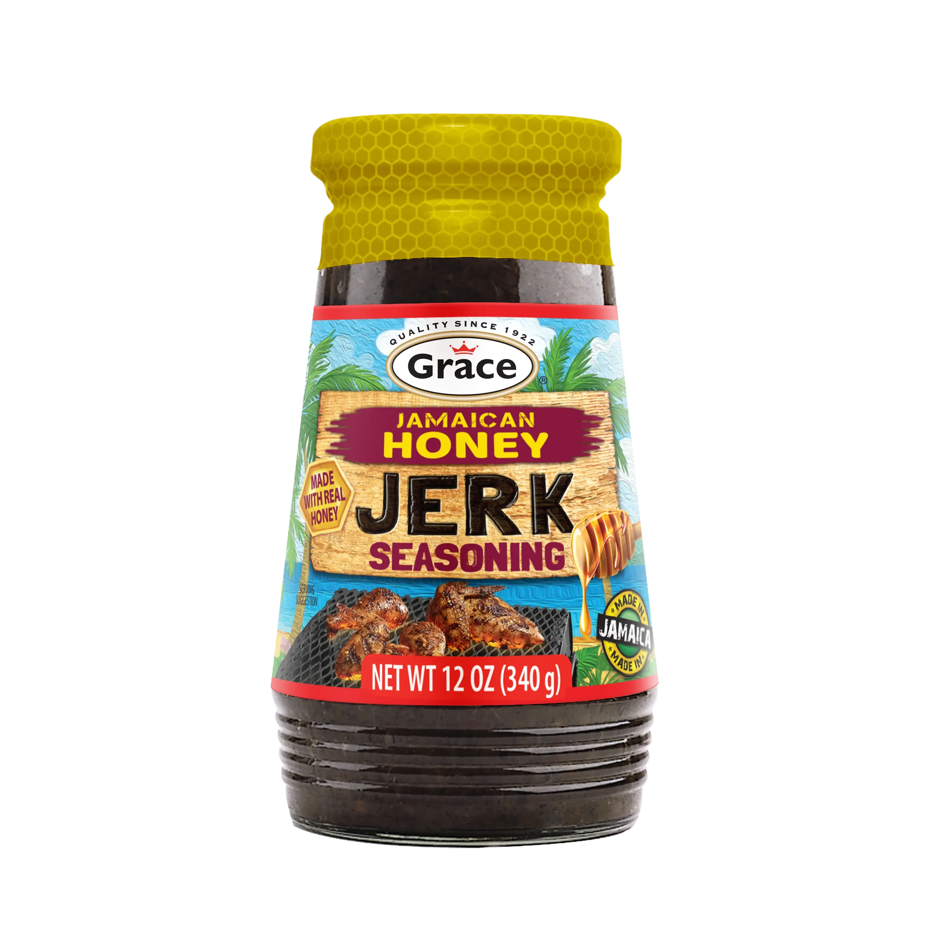 Grace Jamaican Honey Jerk Seasoning 12 oz - Sweet & Spicy Blend for Chicken Pork & Vegetables - Caribbean Flavor