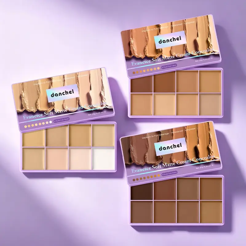 Blurred Matte Concealer & Foundation Palette - 8-Color Concealer Makeup, Corrector, Color-Correcting & Contour Highlighting, Waterproof, Full-Coverage, Smooth, All Day, Dark Tattoo Coverage, Ideal for Daily Commute, Makeup Products