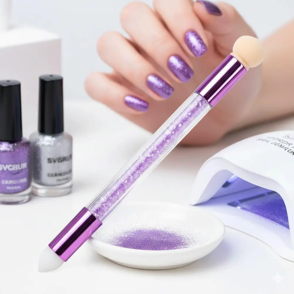 Professional UV Gel Nail Brush with Diamond Handle, Anti-Drop Structure, Fast-Dry Gel Tip & Non-Drip Grip. Easy Clean, Works with All Gel Polishes, Gradient & French Nail Stamping Templates. Portable Independent Packaging.