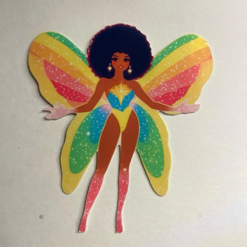 GlowBeam Faery Sticker - UV & Waterproof Rainbow Fairy Design for Decorative Use