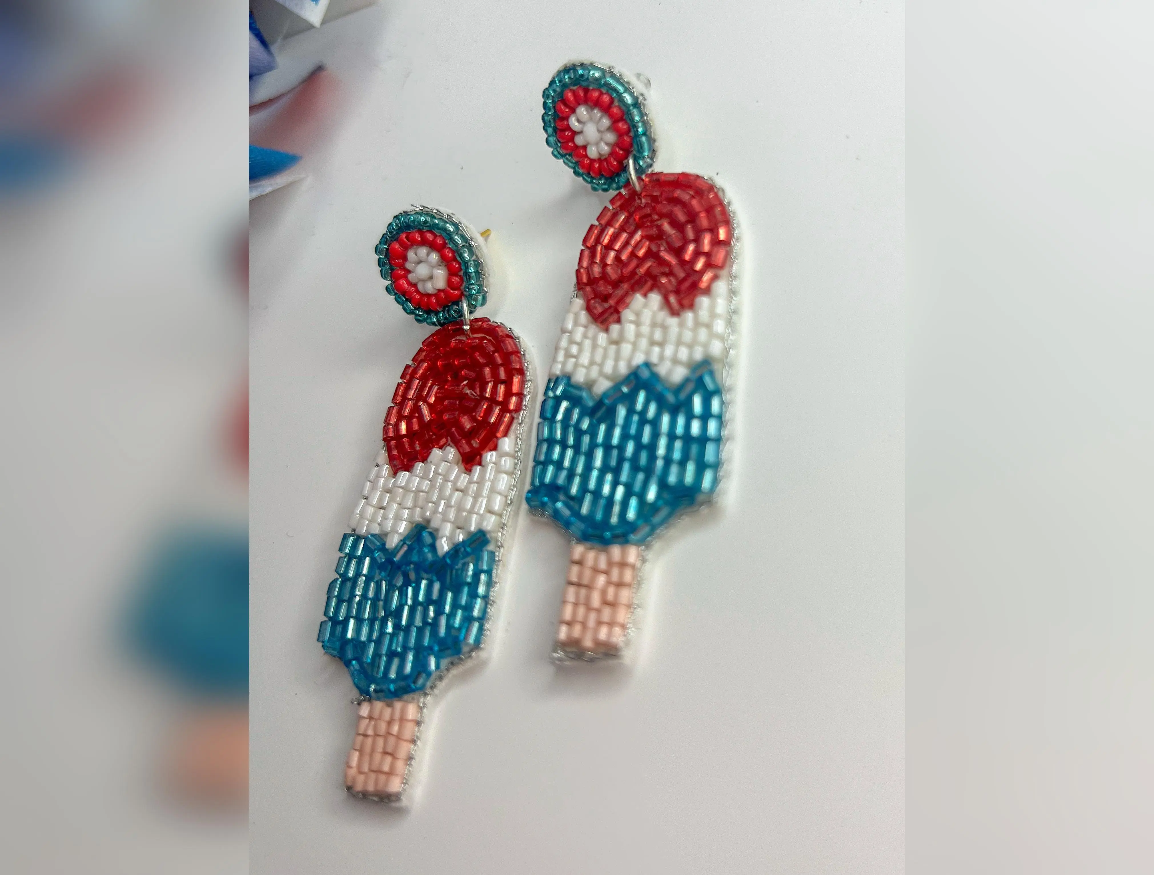 Bomb Pop Beaded Earrings 