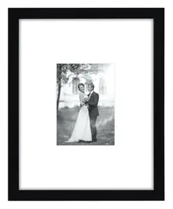 Black Picture Frame - Displays 5x7 Photos with Mat or 11x14 Photos Without Mat