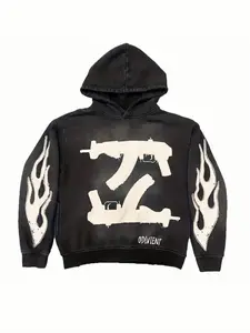 Men's and women's double gun pattern long sleeve pullover hoodie Y2K fashion high street hoodie top affliction