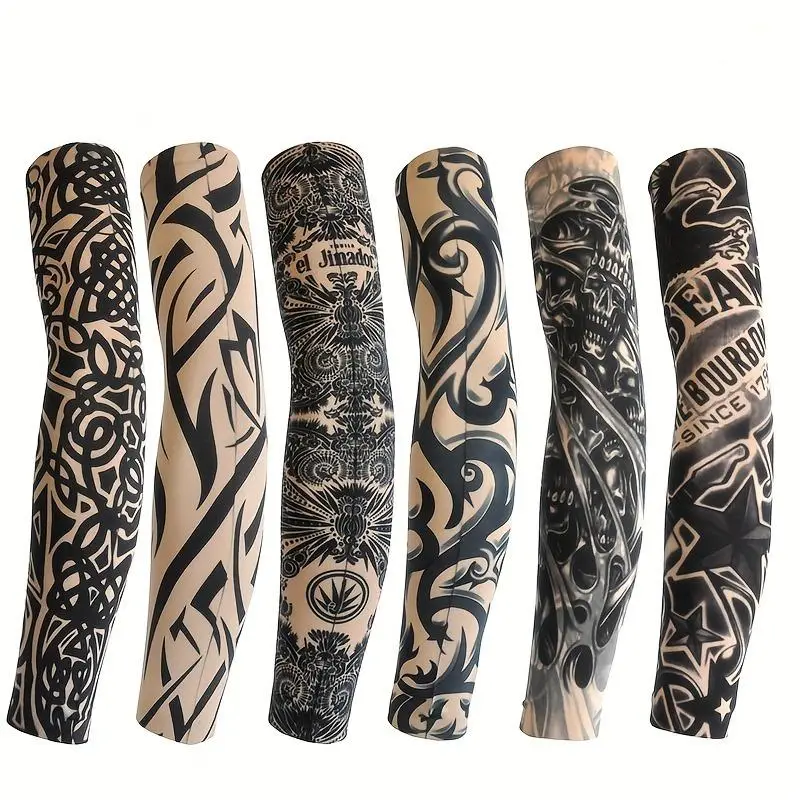 Tattoo Arm Sleeves Kit, Arm Sleeves with Artistic Tattoos, Uv Protection Clothing Accessories for Outdoor Adventures & Festive Celebrations