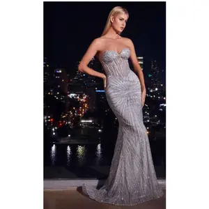 STRAPLESS EMBELLISHED CORSET GOWN