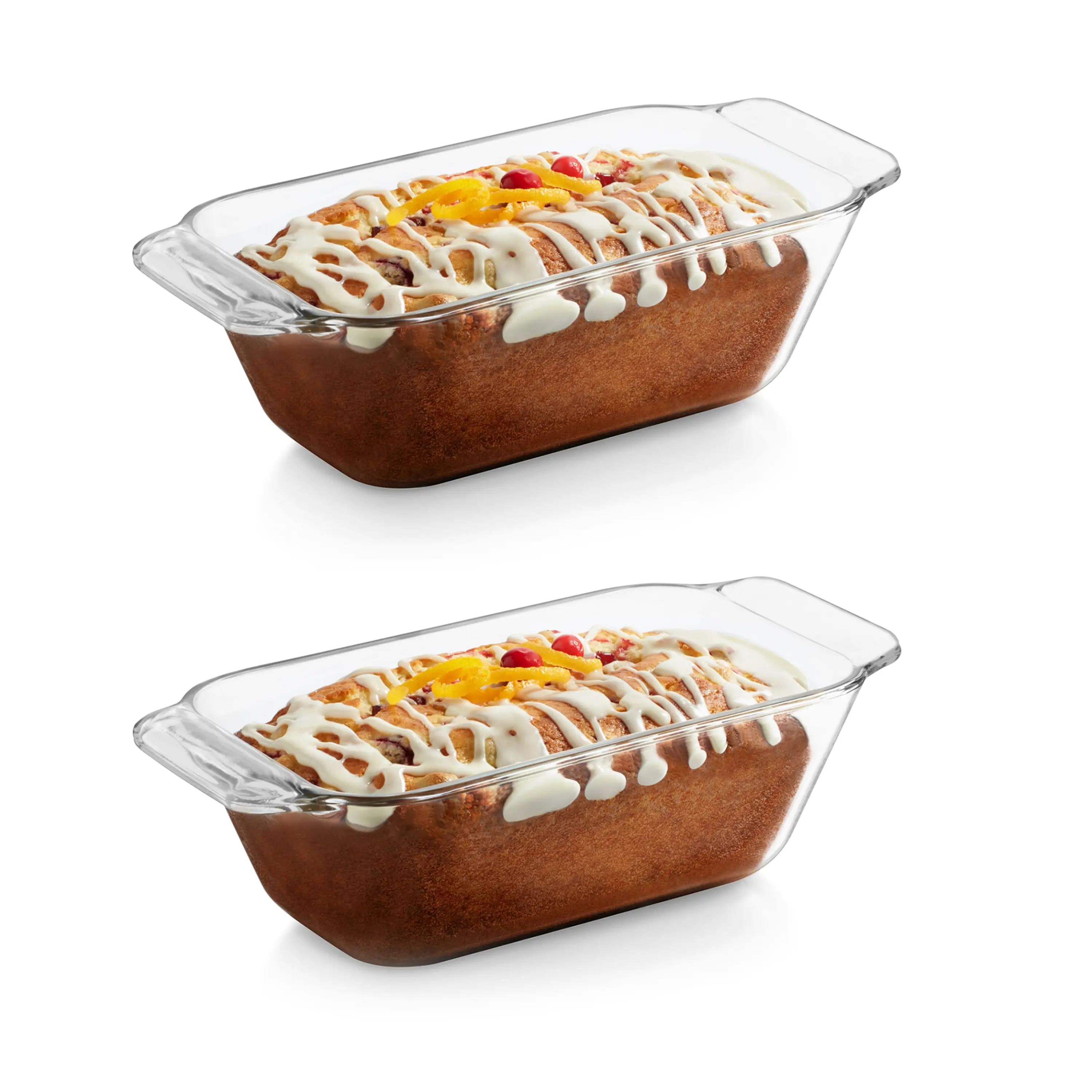 Libbey Baker’s Premium 2-Piece Glass Bread Loaf Pan Baking Dish Set, Space-Saving Glass Bakeware set for Bread, Loaf, and Pound Cakes