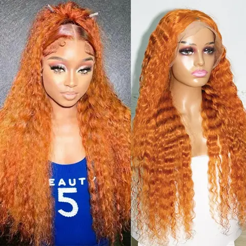 Ginger Wig Human Hair 13x6 Ginger Deep Wave Lace Front Wig Human Hair Pre Plucked 350 Deep Curly Hd Lace Front Wigs for Women SummerVibes