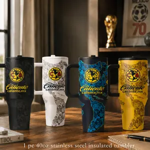 40oz Insulated Cup, Tumbler, Dual-Layer Vacuum Stainless Steel, Leak-Proof, Keeps Hot 12 Hours Cold 24 Hours, Soccer Club Design, Perfect Gift