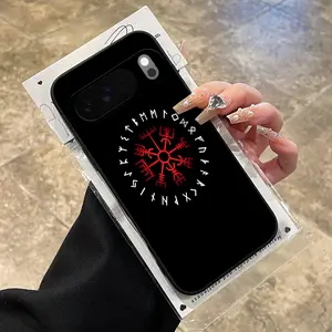 Rounded Edge Phone Case for Google Pixel 10 9 8 7 Pro A XL Viking Rune Pattern Full Body Protection Shockproof Soft Liquid Silicone Cover Cellphone Protective