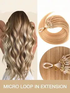 50 Strands/bag (30g) Real Hair Micro Ring Extensions, Invisible Beads, Lightweight Individual Extensions, Natural Straight, Suitable for Thin Hair, Blonde/chestnut Color Options