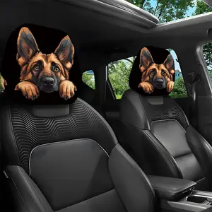 2pcs 11x10.2 Inch Peeking German Shepherd Pattern Car Headrest Covers, Car seat decorative, Car Seat Protectors, Universal, Easy to Install and Durable, Car Interior Seat Accessories 2.01LYY-7