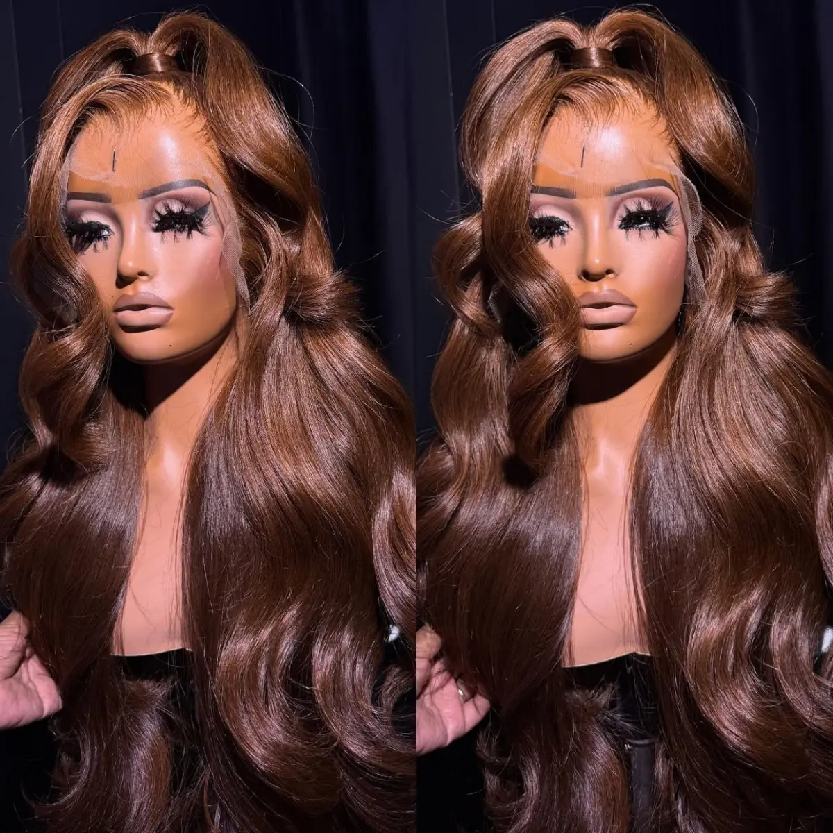 #2 Brown Colored Body Wave 13X4 Lace Frontal Wig Human Hair 200% Density Full HD Lace Front Wig Pre-Plucked Hairline and Bleached Knots Affordable Wigs Lace Front Wig Human Hair Wig For Women, Heat Resistant
