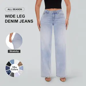 Magic ONESO BBL Baggy Wide Leg Jeans Mid-Low Rise Tummy Control Stretchy Denim 4 Lengths Plus & Regular Sizes